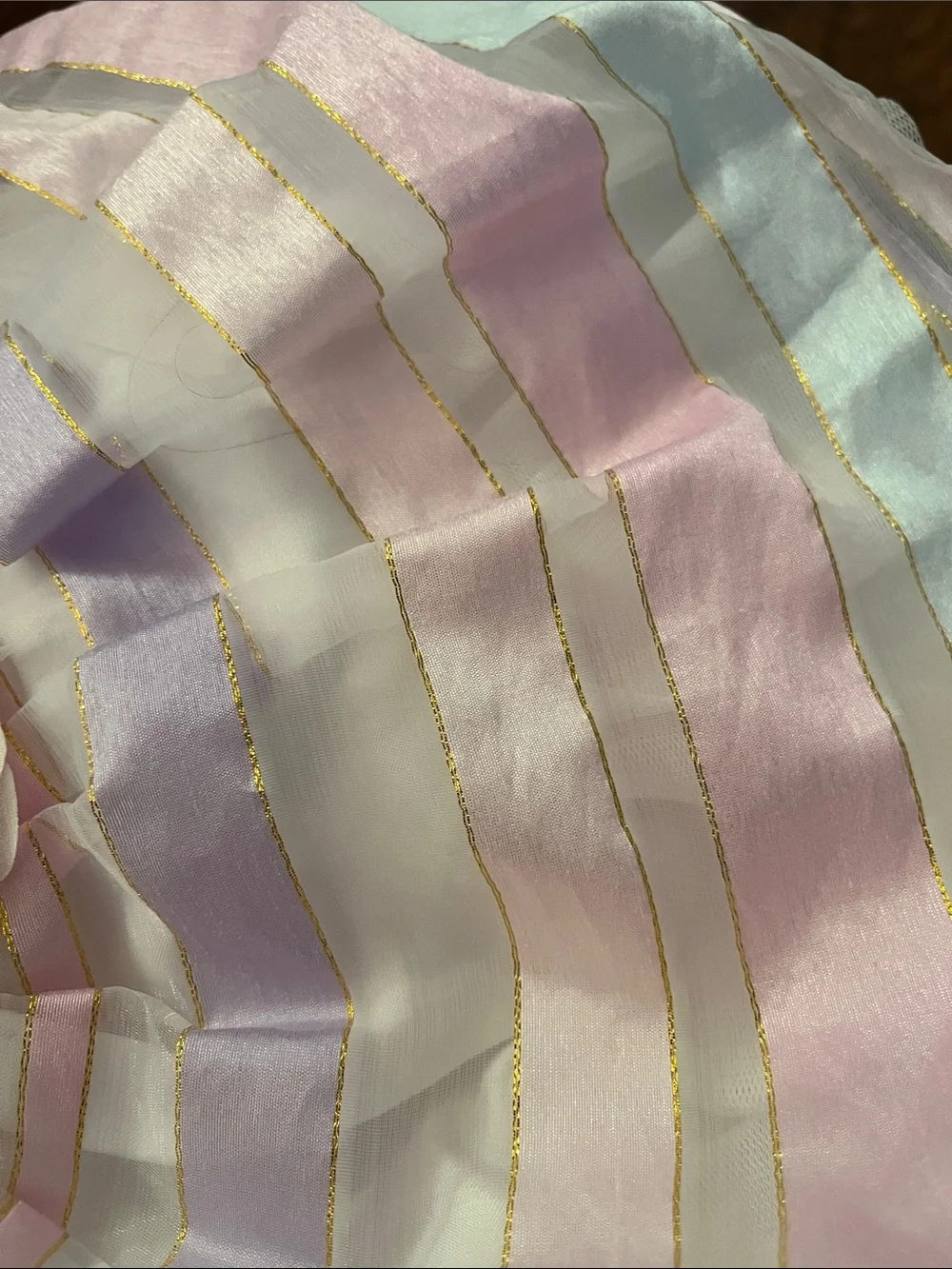 The Children's Place White Lace Bodice Pastel Striped Dress with Flower